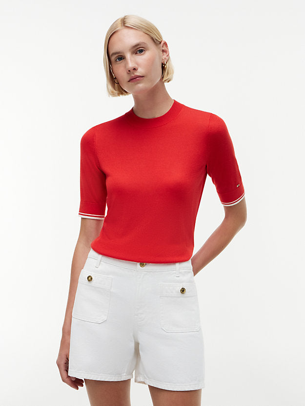 Tipped Short Sleeve Jumper WiSilk