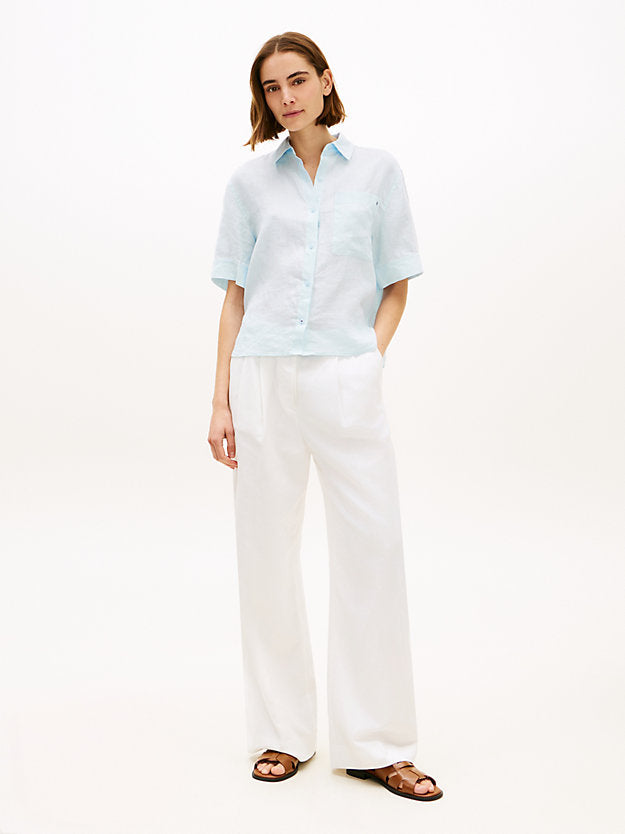 Relaxed Fit Pure Linen Short Sleeve Shirt