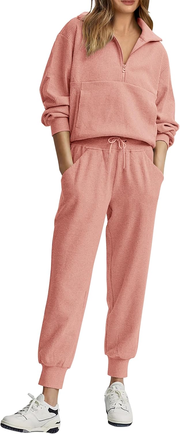 NEU 🔥 Zweiteiliges Damen-Set aus Baumwolle: Oversized-Sweatshirt mit Kordelzug und weite Sweatpants im Casual-Stil