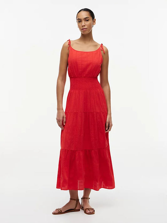 Self-Tie Strap Smock Midi Dress