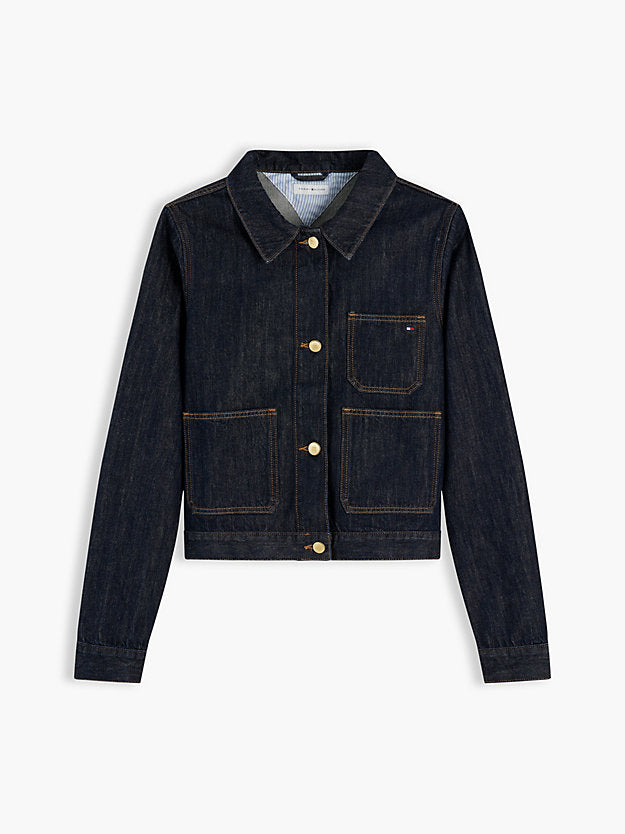 Gold-Tone Button Denim Jacket