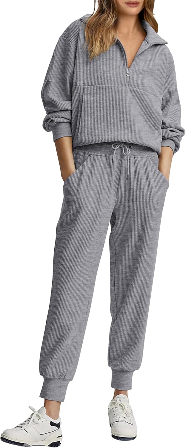 NEU 🔥 Zweiteiliges Damen-Set aus Baumwolle: Oversized-Sweatshirt mit Kordelzug und weite Sweatpants im Casual-Stil