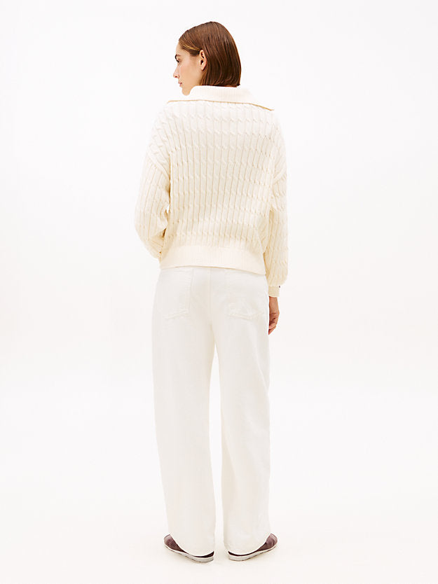 Relaxed Cable Knit Quarter-Zip Jumper