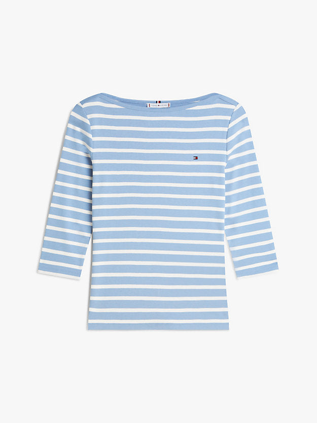 Slim Three-Quarter Sleeve Boat Neck T-Shirt