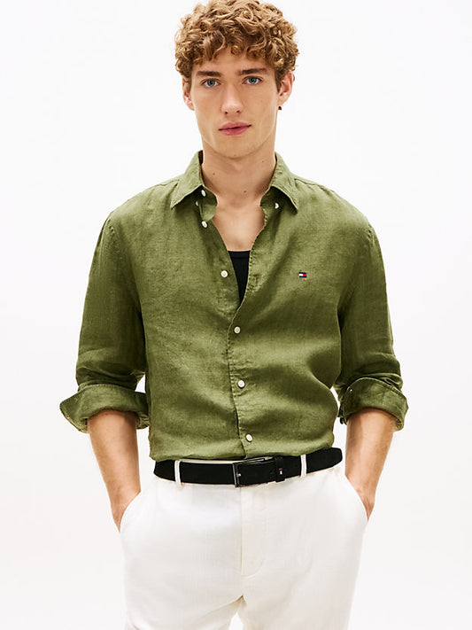 Regular Fit Washed Pure Linen Shirt