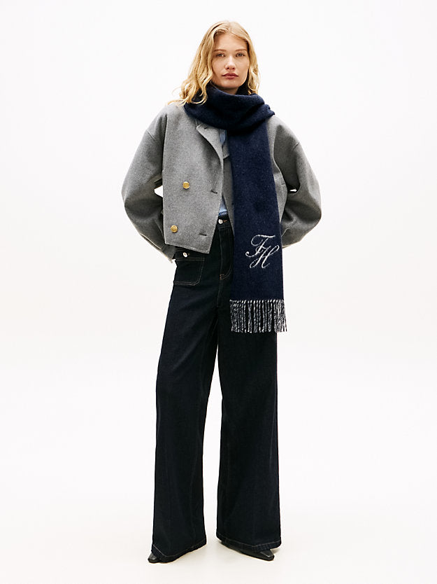 Pure Wool Logo Fringe Scarf