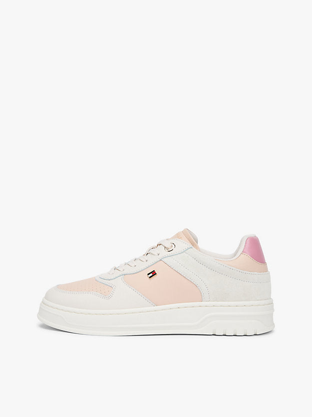Leather Mixed Texture Cupsole Trainers