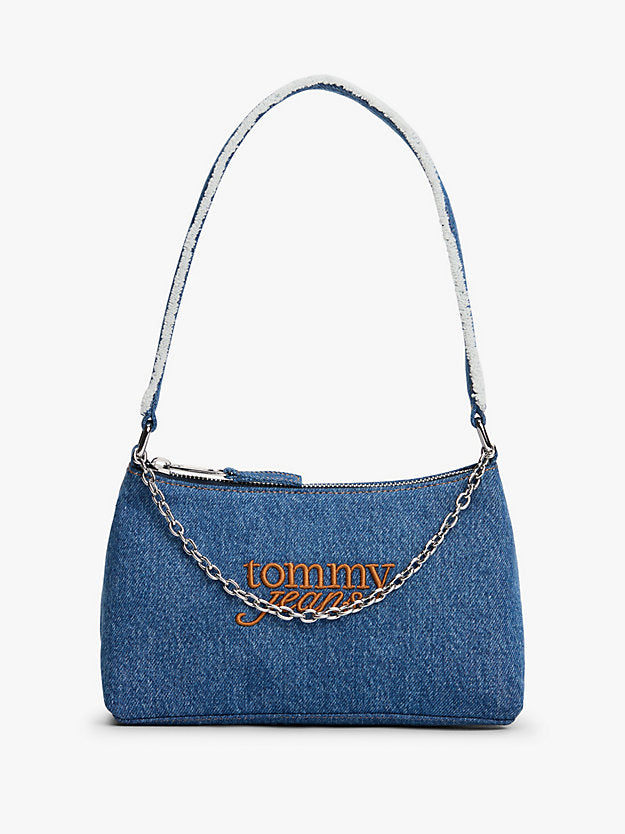 Logo Embroidery Denim Shoulder Bag