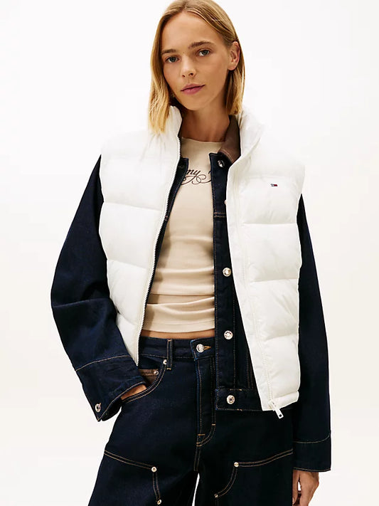 Flag Embroidery Shiny Puffer Gilet