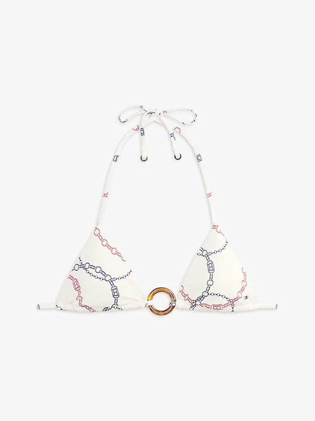 Print Tortoiseshell Ring Triangle Bikini Top