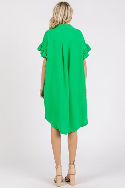 Mittoshop Hemdkleid mit Rüschenärmeln und Taschen