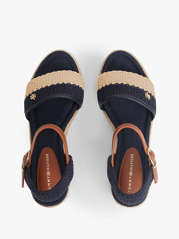Logo Plaque Woven Wedge Heel Espadrilles