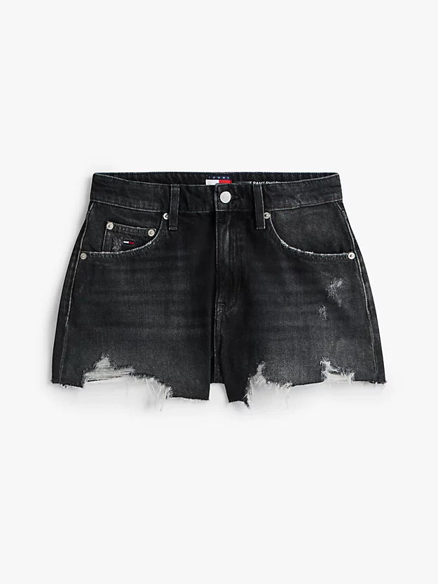 Distressed Raw Hem Denim Shorts