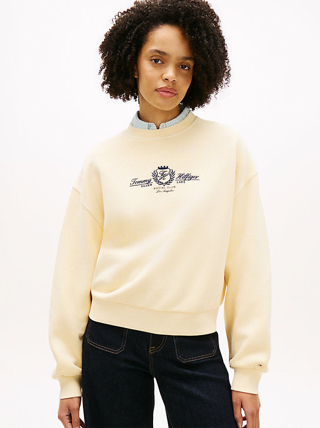 Crest Embroidery Relaxed Terry Sweatshirt