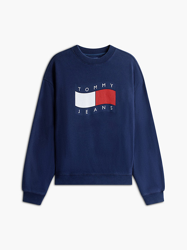 90s Wavy Flag Terry Crew Neck Sweatshirt