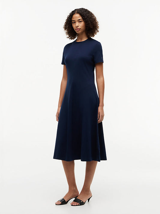 Interlock Knit Midi Fit And Flare Dress