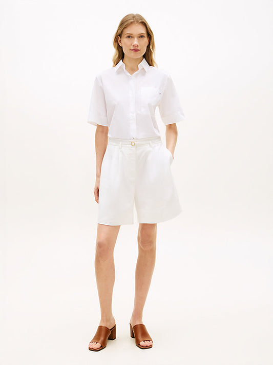 Linen Blend Wide Leg Shorts