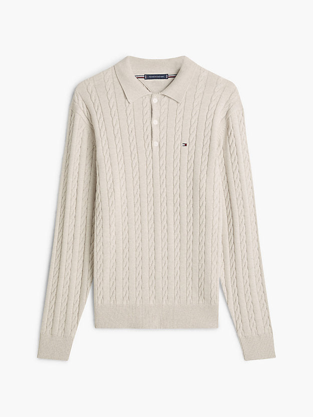 Cable Knit Polo Jumper