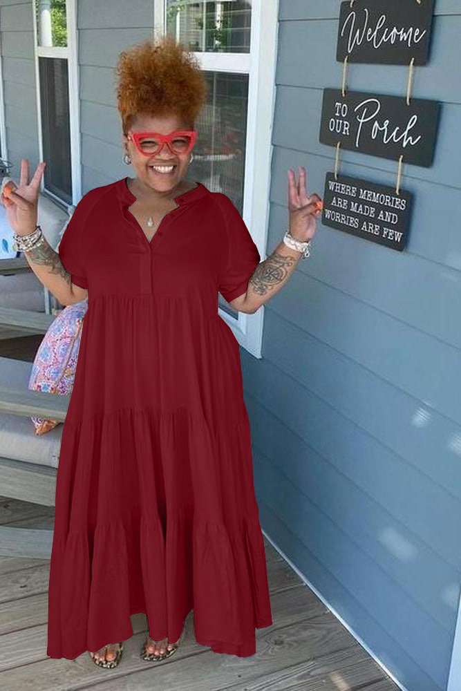 Robe longue à volants