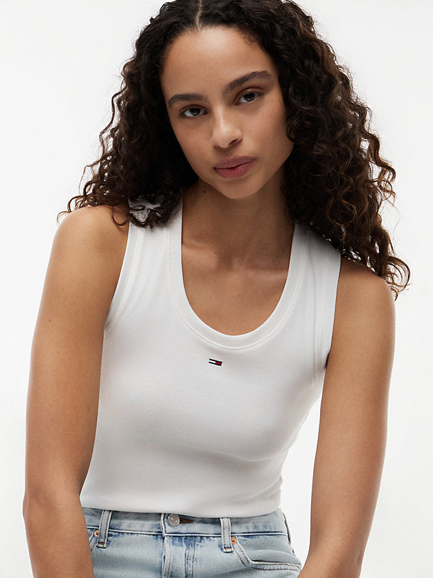 Ribbed Scoop Neck Slim Tank Top