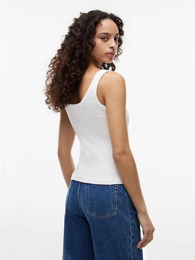 Logo Embroidery Slim Ribbed Tank Top