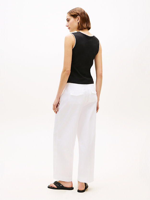 Contrast Stitch Ribbed Slim Tank Top