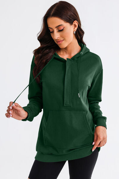 Robe à Capuche Mi-Zip et Cordon de Serrage