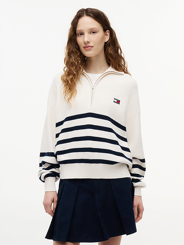 Badge Stripe Quarter-Zip Jumper
