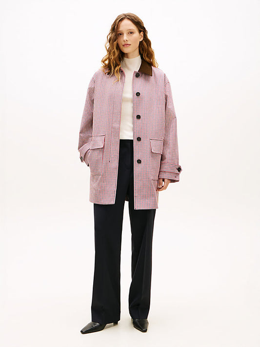 Water Repellent Check Oversized 2-In-1 Coat