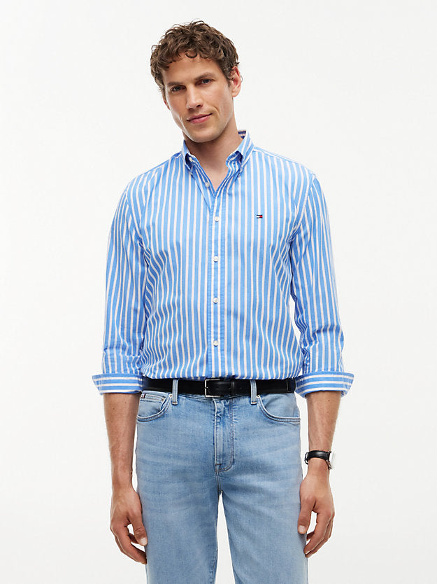 Regular Fit Flex Stripe Poplin Shirt