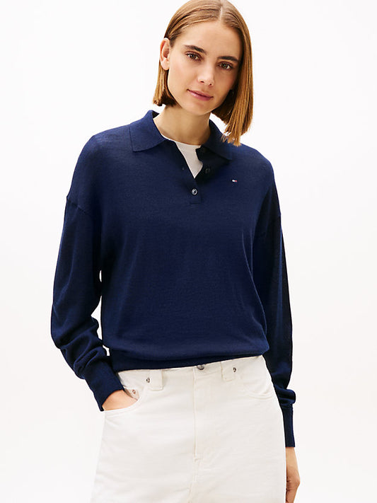 Flag Embroidery Polo Jumper WiSilk