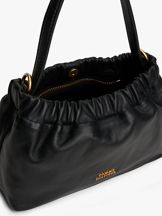 Soft Leather Logo Plaque Crossbody Bag