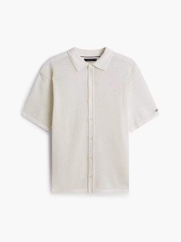 New York Label Relaxed Fit Waffle Knit Shirt