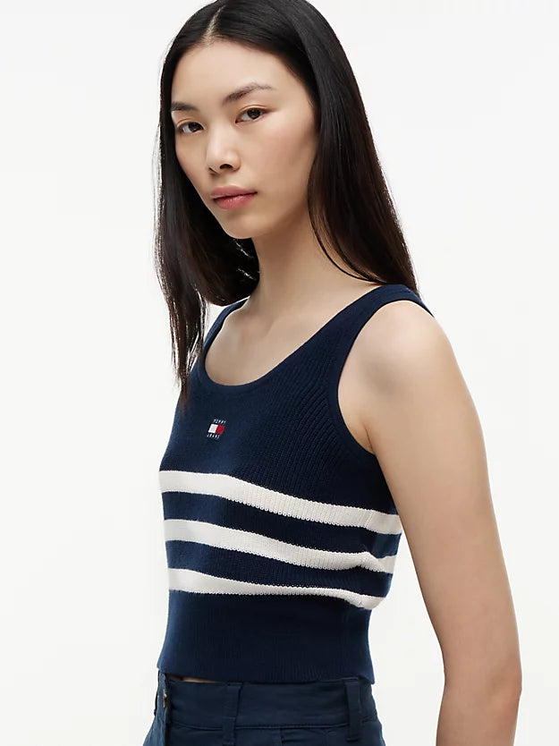 Badge Stripe Knit Tank Top