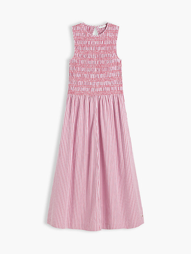 Stripe Smock Sleeveless Fit And Flare Maxi Dress