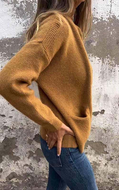Räumungsverkauf🔥 Strickjacke mit Rundhalsausschnitt und Reißverschluss