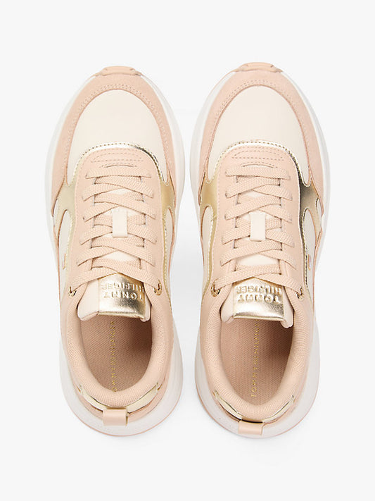 Metallic Leather Chunky Trainers