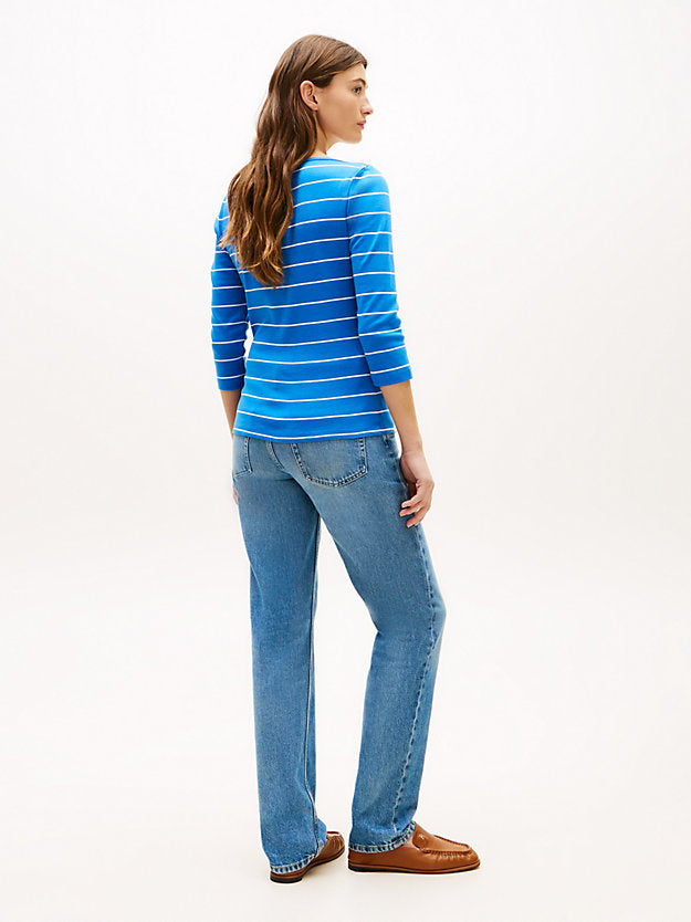 Slim Three-Quarter Sleeve Boat Neck T-Shirt