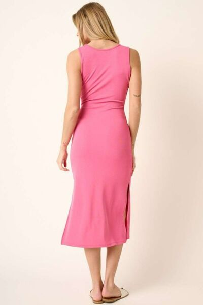 Mittoshop Midi-Tanktop-Kleid mit Seitenschlitz und breiten Trägern