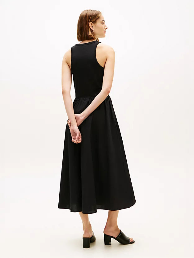 Gold-Tone Button Sleeveless Maxi Dress