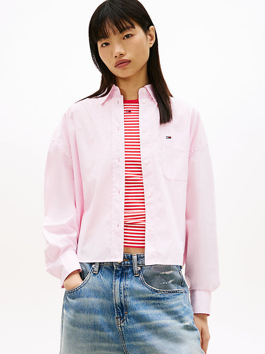 Relaxed Fit Cropped Poplin Shirt