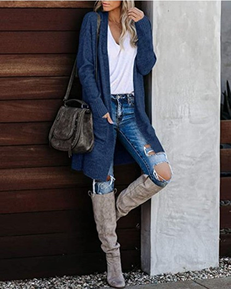 🔥Plus que 36 articles en stock - Gilet décontracté surdimensionné en maille avec poches pour femme