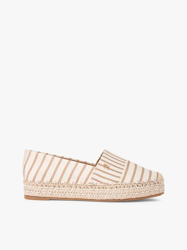 Canvas Stripe Monogram Platform Espadrilles