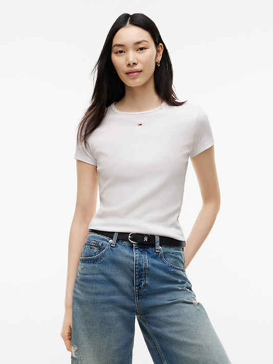 Ribbed Slim Crew Neck T-Shirt