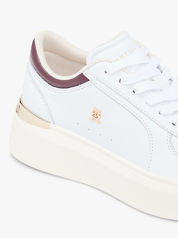 Metallic Heel Leather Platform Trainers