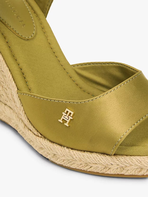 Satin Monogram Wedge Espadrilles