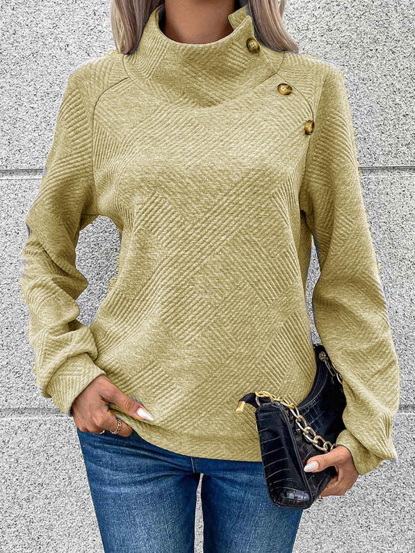 🎄Déstockage de Noël🔥Sweat-shirt femme col montant boutonné, design original