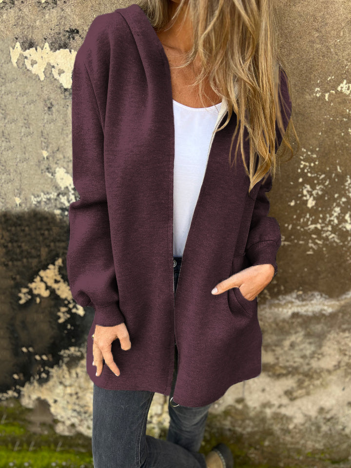 CLEARANCE SALE🔥 Rundhals-Reißverschlussjacke mit langen Ärmeln im Freizeit-Look