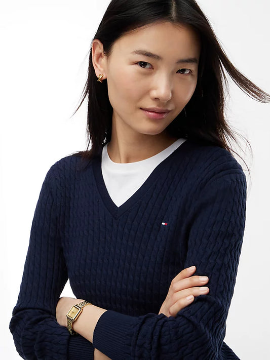 Cable Knit V-Neck Jumper