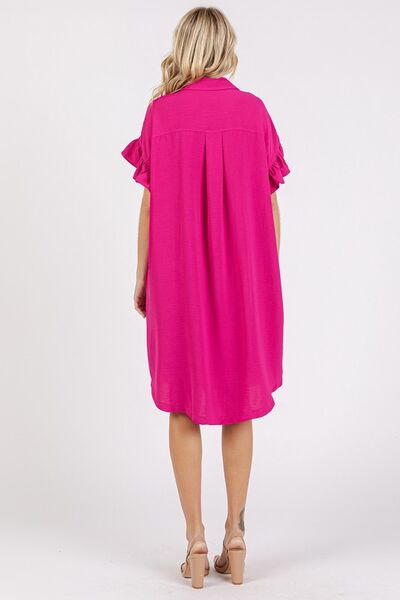Robe boutonnée à manches volantées et poches Mittoshop